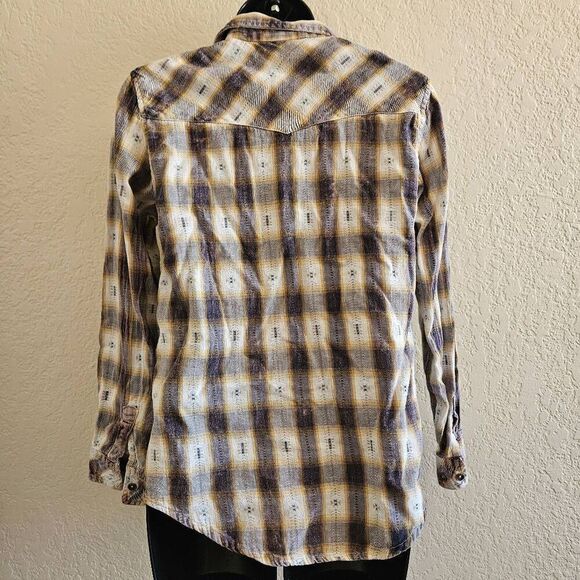 Angie Southwestern Plaid Button-Down Shirt - Picture 6 of 7